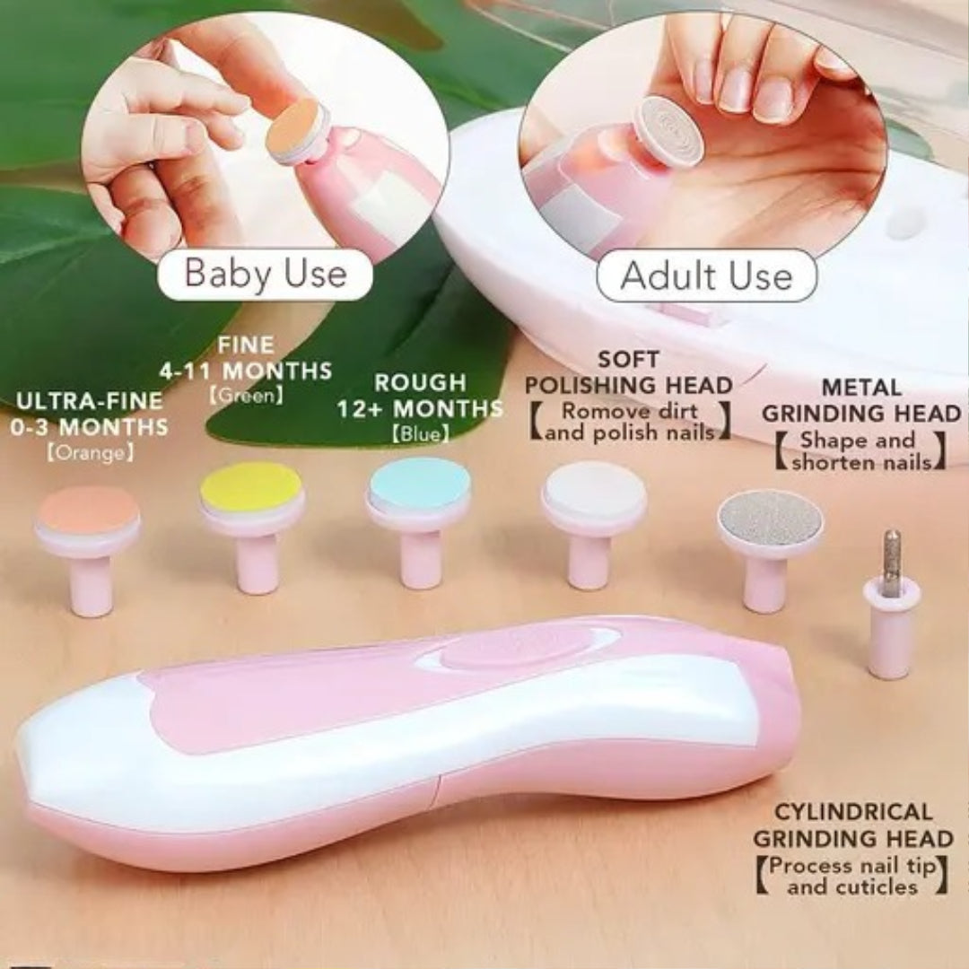 New Baby Nail File Electric || Baby Nail Trimmer with 6 Grinding Heads Safe for Newborn Baby Baby Nail Clippers with Light || Electric Baby Nail Trimmer Multicolor