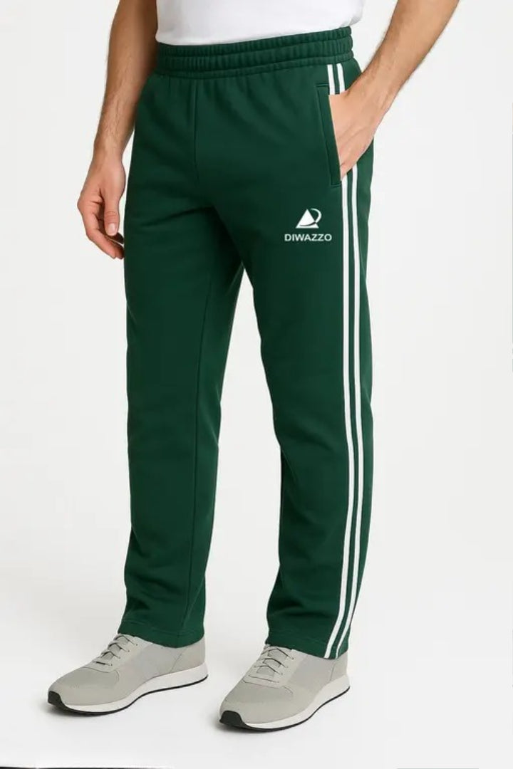 Diwazzo Men's Cotton Striped Track Pant– Regular Fit, Side Pockets, Elastic Waistband