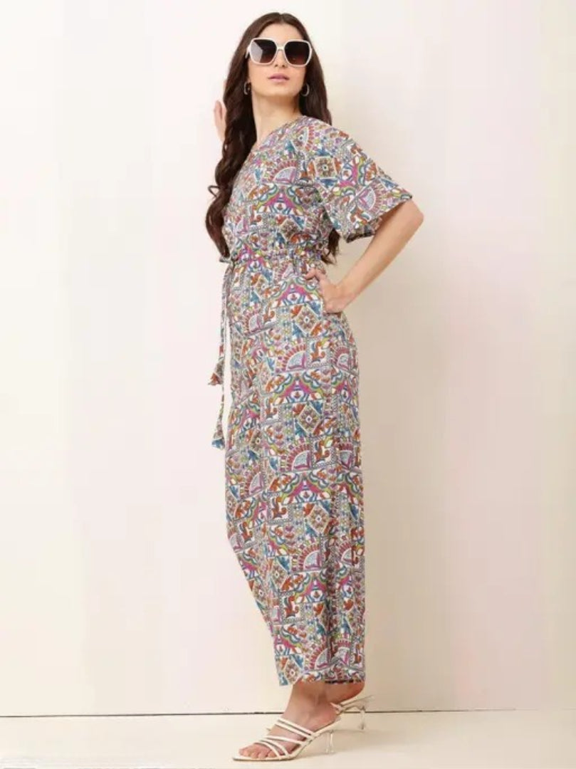CNQFS FASHION'S STYLISH RAJASTHANI PRINTED CREPE FABRIC JUMPSUIT FOR WOMEN | JM0015