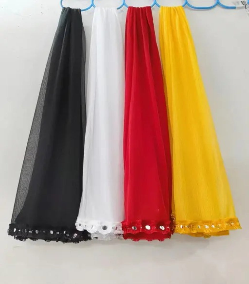 Deily Wear Lycra Combo Dupatta with Miror Lace Pak Of 4 Pice