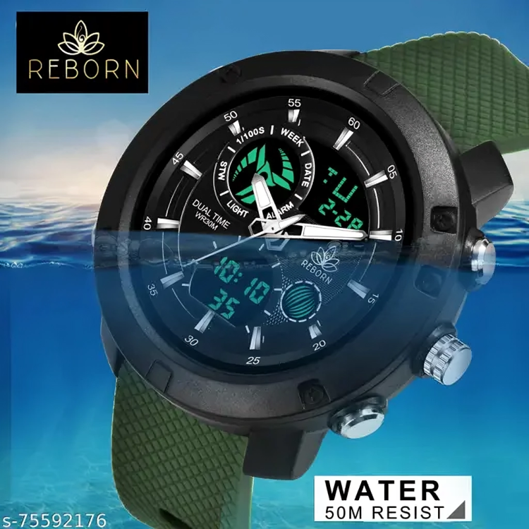 AWEX 9063_GREEN Men Sport Silicone Strap Military Wrist Watch