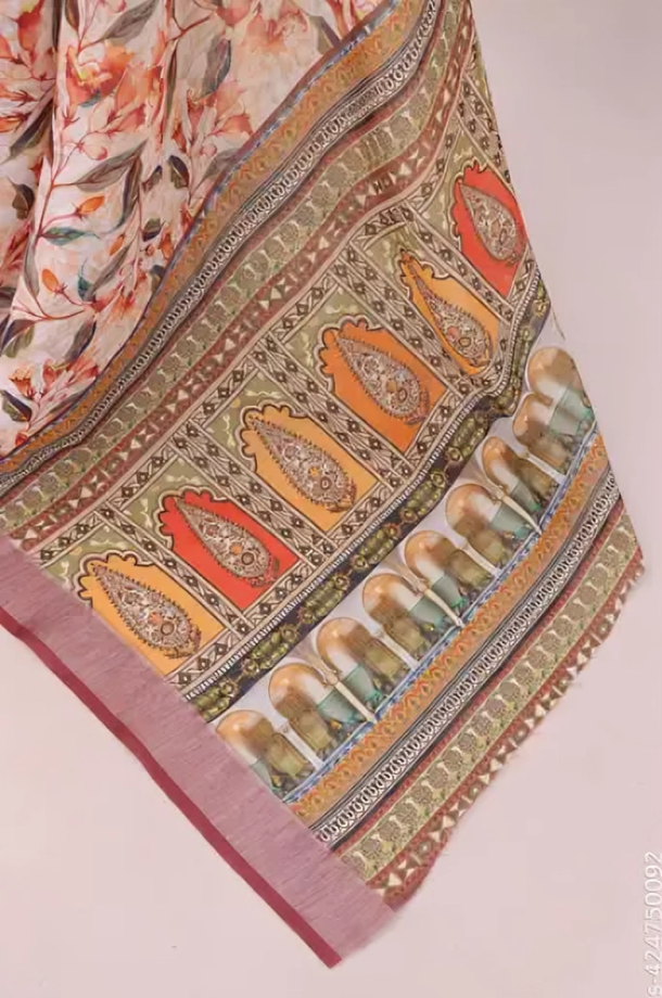 COTTON LILAN DIGITAL RPINT SAREE