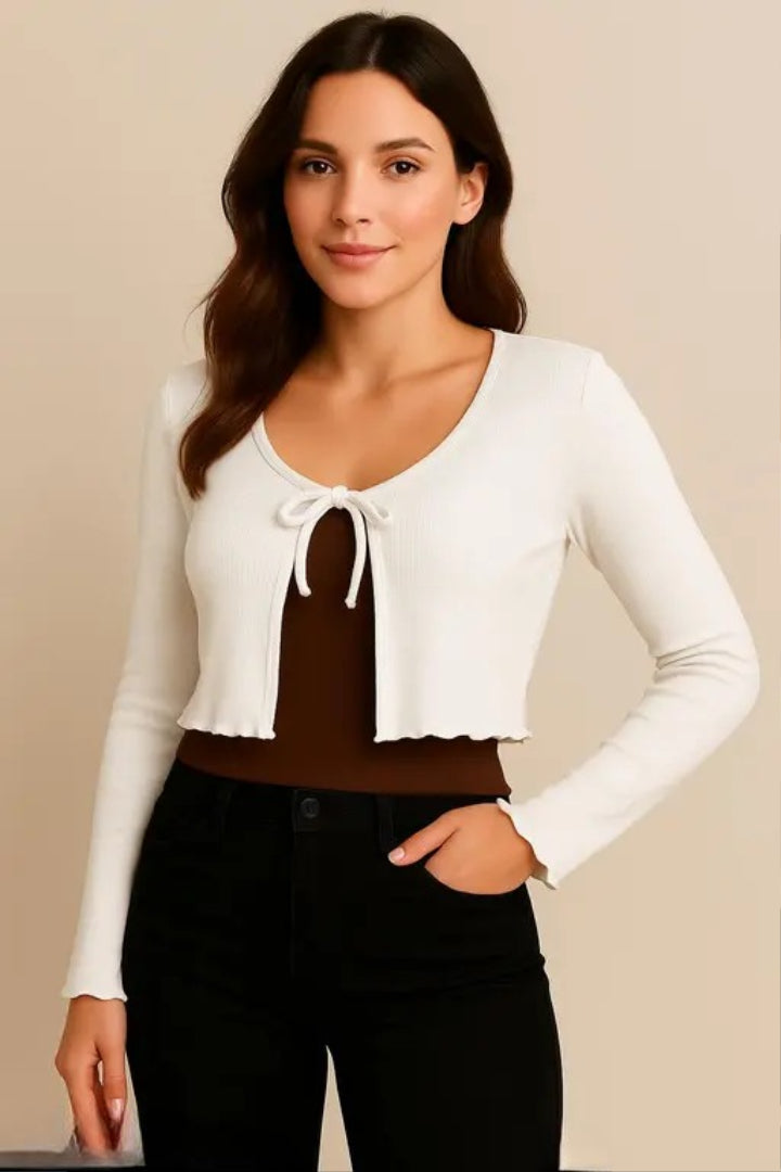 Mishey Stylish Open Ribbed Shrug (Gen-Z)