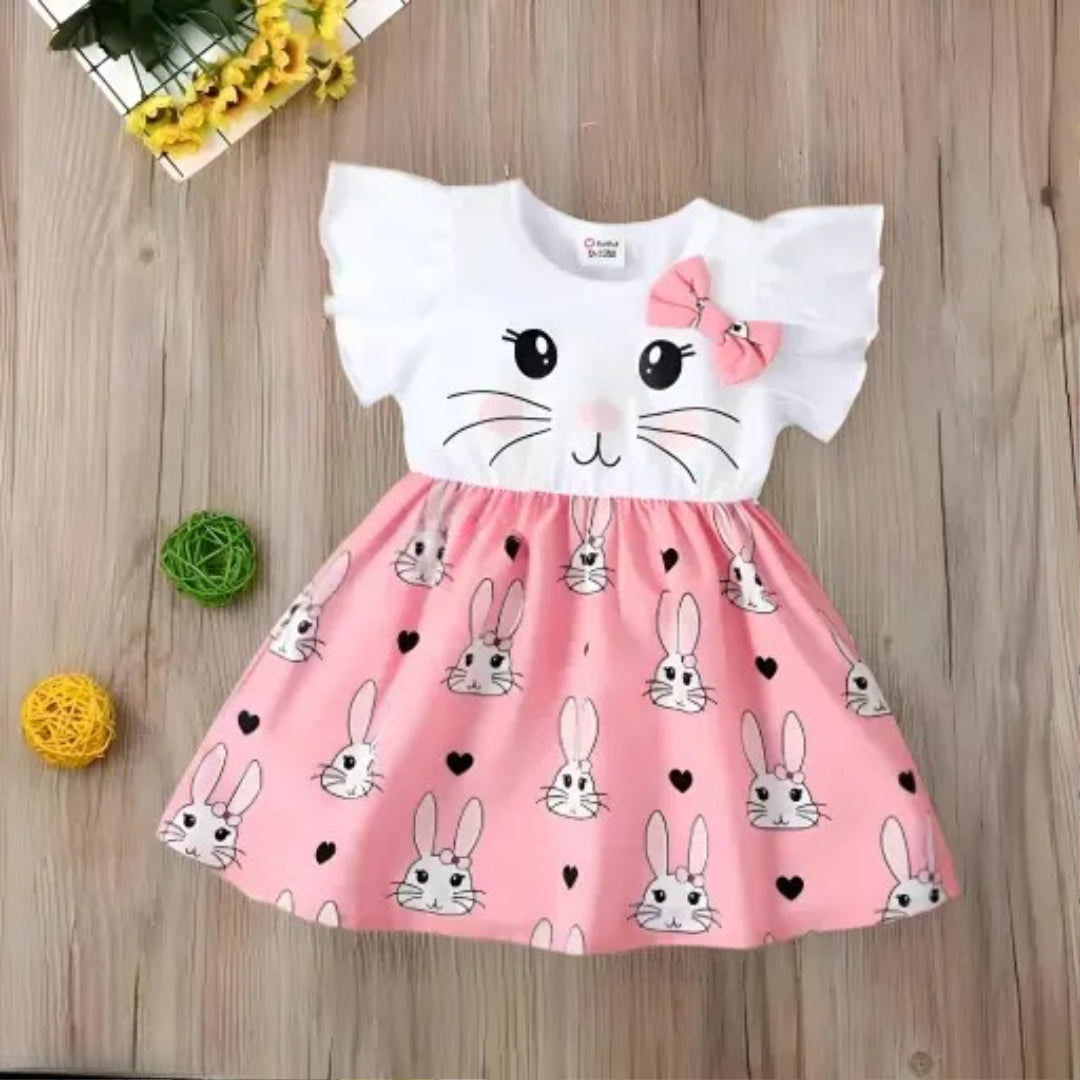 Trendy Aglie Fancy Cute Cat Graphic Frock
