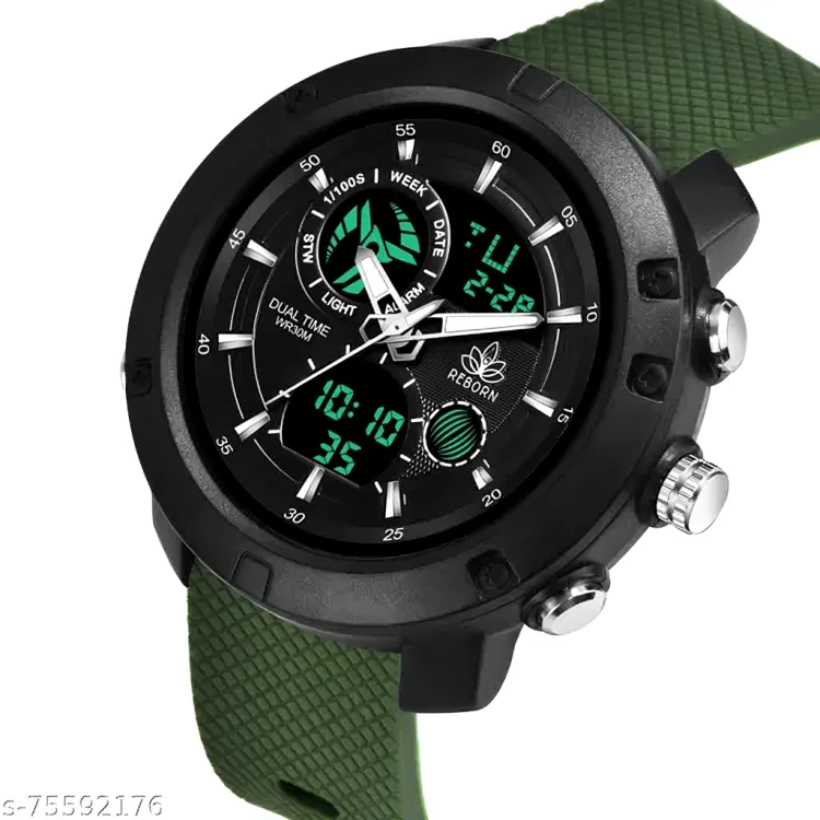 AWEX 9063_GREEN Men Sport Silicone Strap Military Wrist Watch