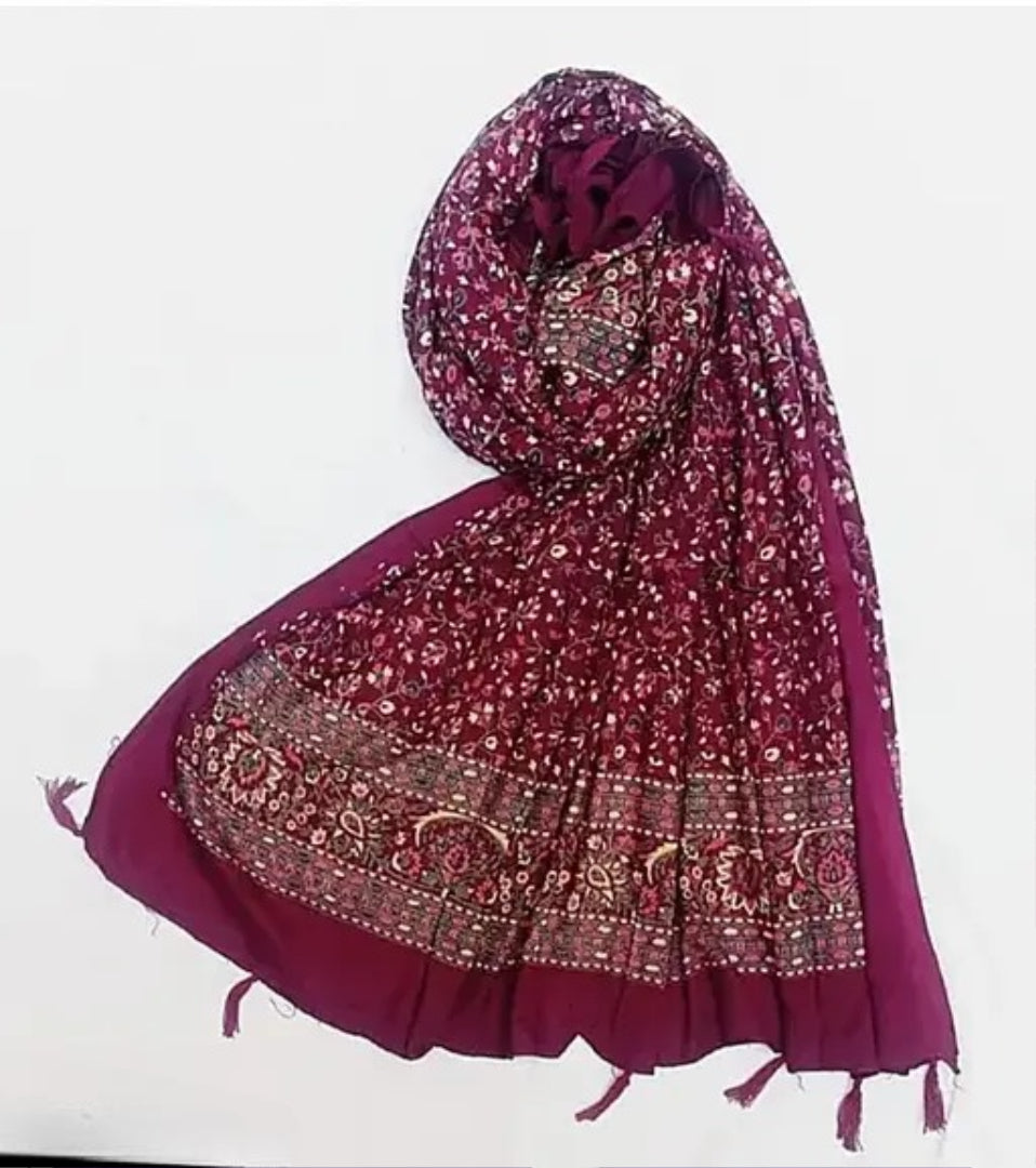 Maroon Fancy Printed Stole/Dupatta for Women & Girls – Soft Lightweight Daily & Ethnic Wear"
