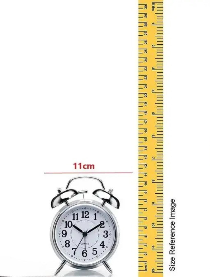 Twin Bell Silver Alarm Clock Clock Table Top Alarm Clock white with Night LED Light Display Alarm Clock for Bedroom Heavy Sleepers Kids and Students Alarm Clock Non-Ticking (White)