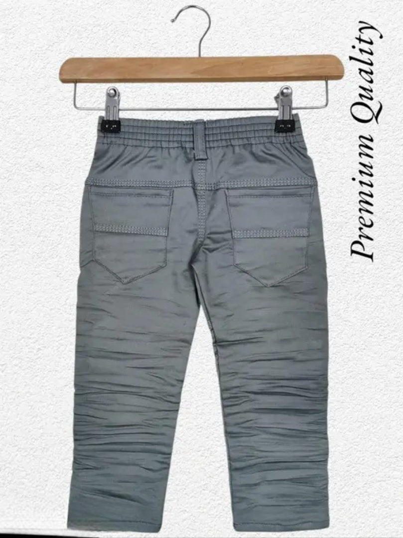 Slate Grey Color Stylish Boys Cargo Pants | Printed Stretchable Trousers with Zipper Pockets | Comfortable Bottom Wear for Kids (2–10 Years)