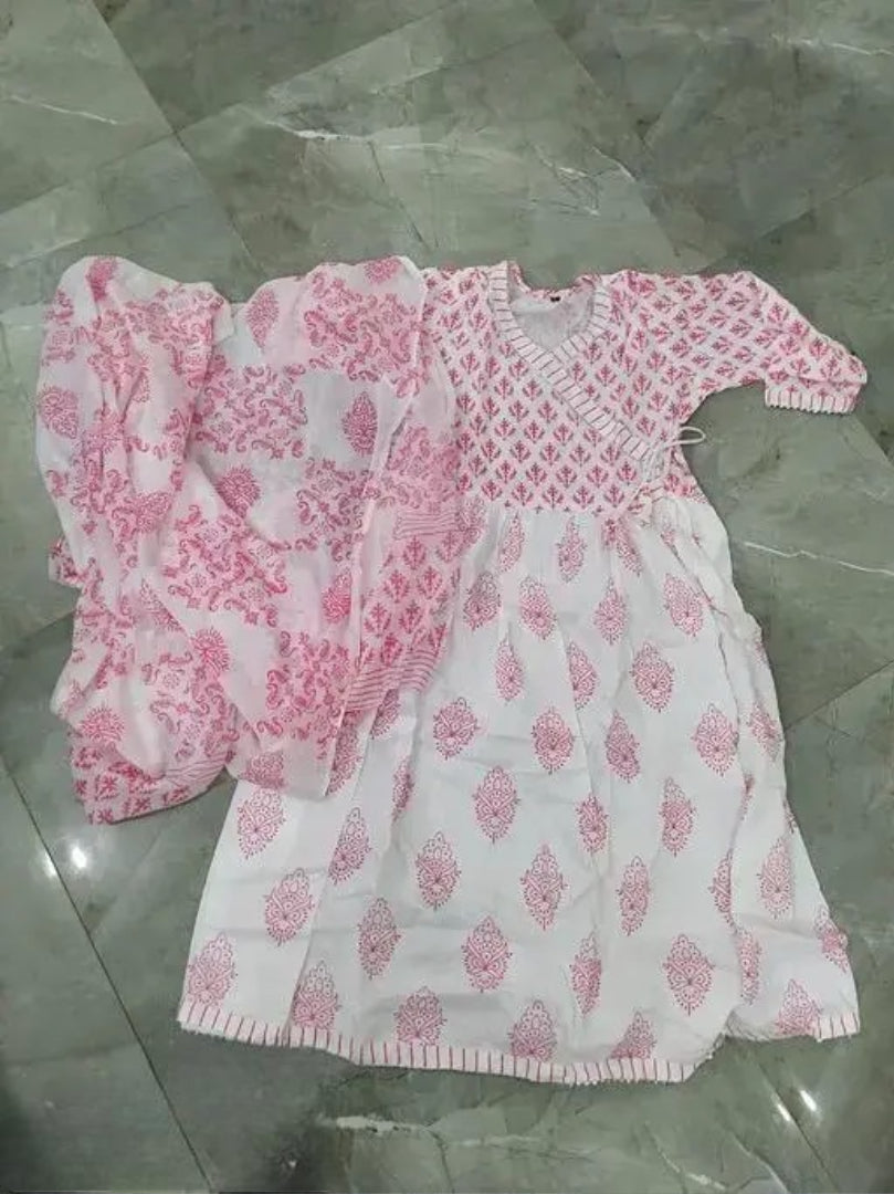 anarakali kurti and dupatta pink
