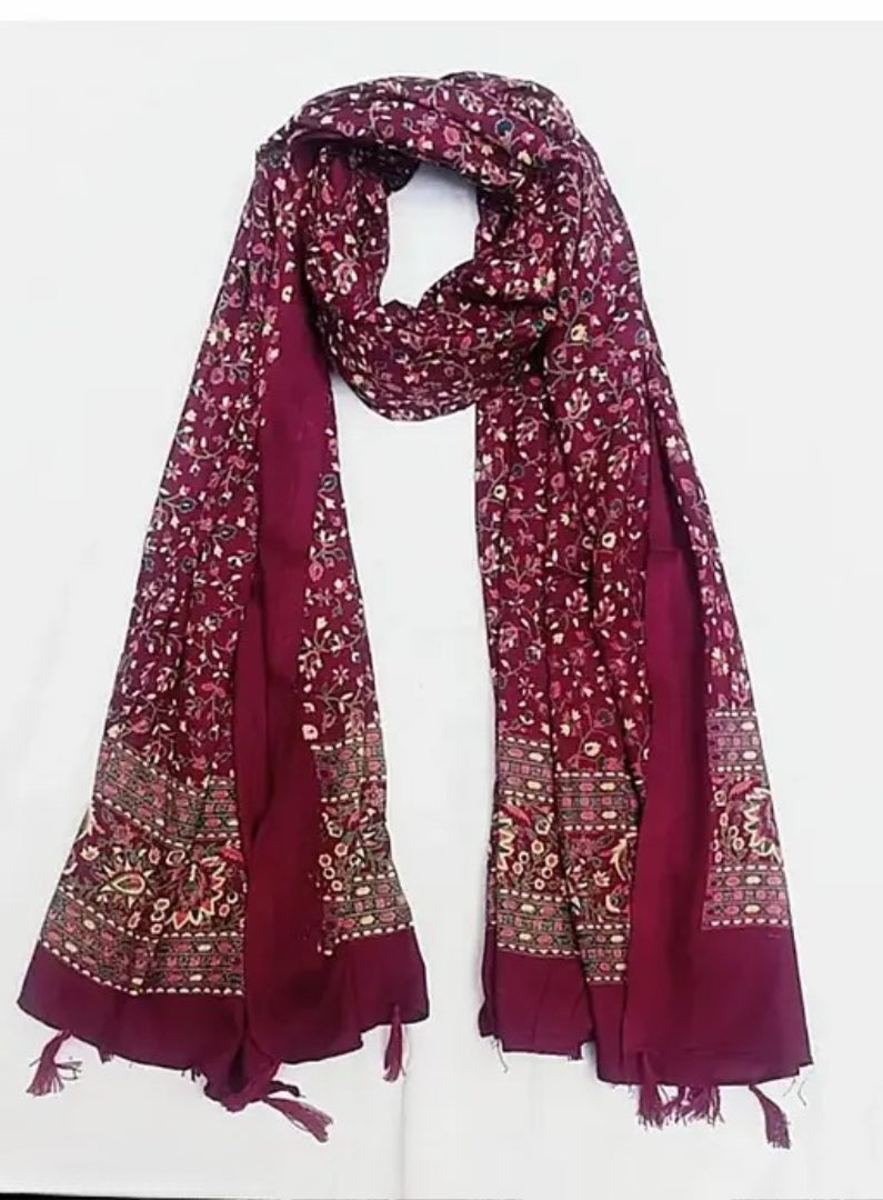 Maroon Fancy Printed Stole/Dupatta for Women & Girls – Soft Lightweight Daily & Ethnic Wear"