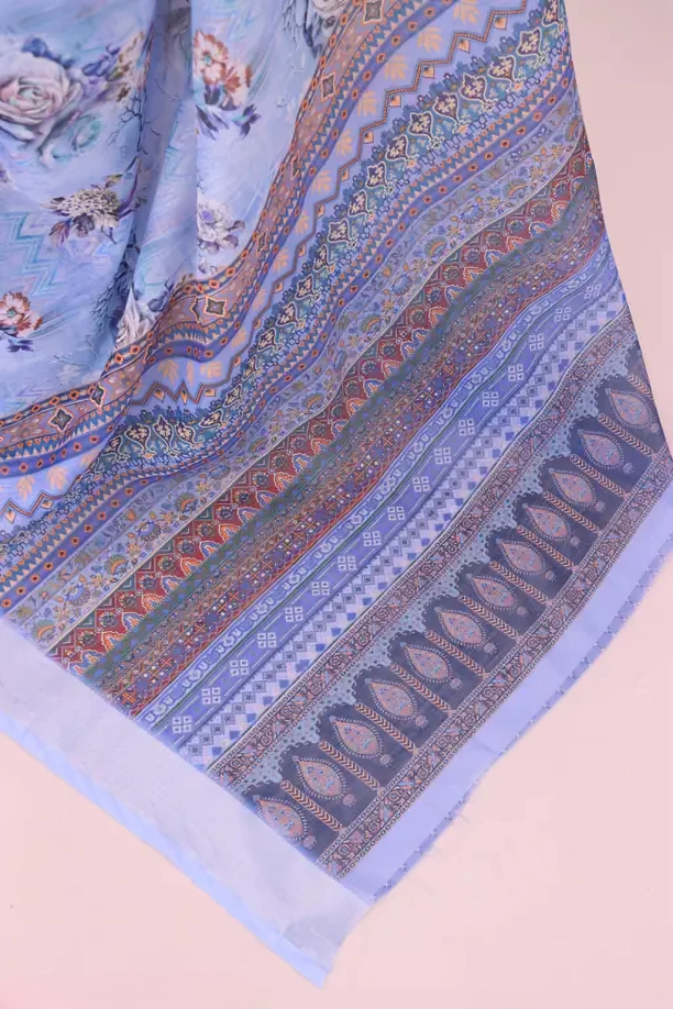 COTTON LILAN DIGITAL RPINT SAREE