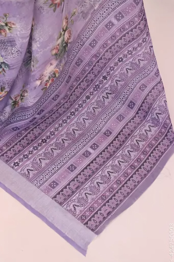 COTTON LILAN DIGITAL RPINT SAREE