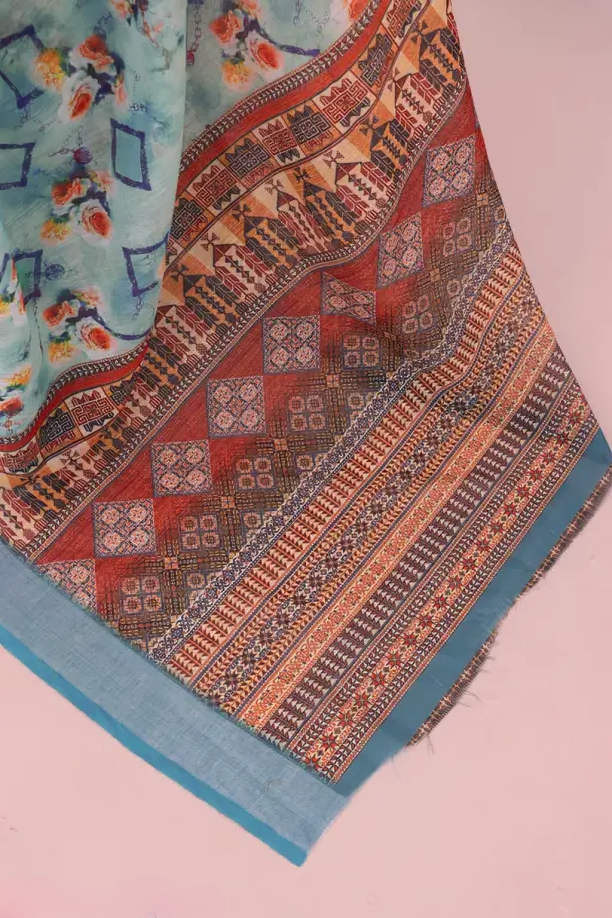 COTTON LILAN DIGITAL RPINT SAREE