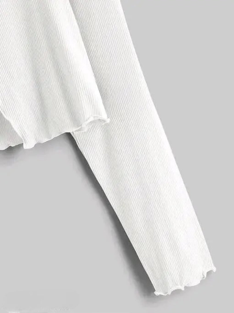 Long Sleeve Rib Knit Tie Front Cropped Cardigan TOP