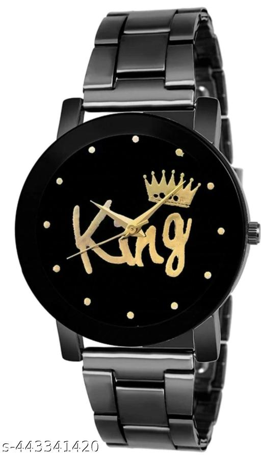 SHMOFY LUXRY Analog Watch For Couple black dail metal strep analoug king queen couple watch - for women&couple