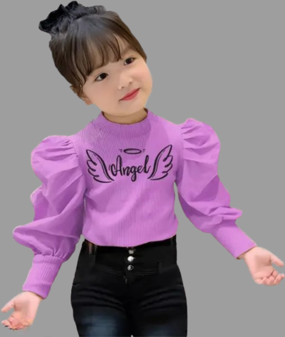 Girls Cotton Blend Top (purple, Pack of 1)