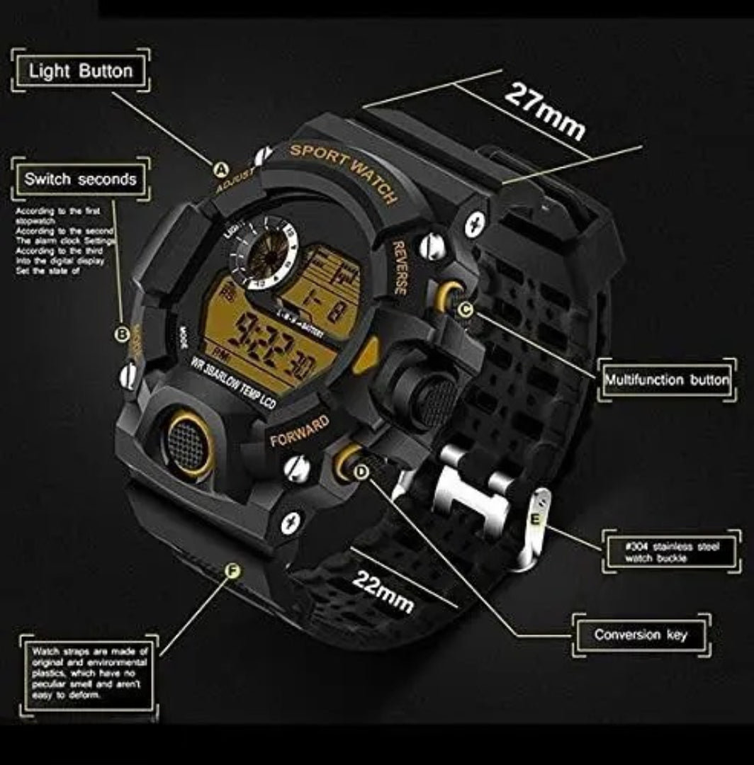 Unique Designed Waterproof Black Round Big Dial Digital Multifunctional Unisex Watch For Kids - Boys And Girls Digital Watch For Men and Boys Digital Watch - For Boys & Girls unixes suitable digital sports watch