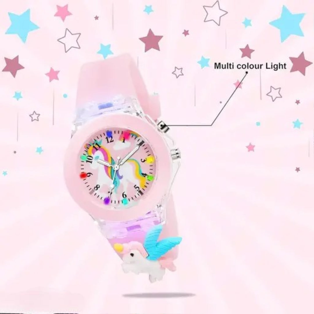Kids Edition 3D Cartoon Analog Watch with Lights | 3D Cartoon Character On Strap | for Kids