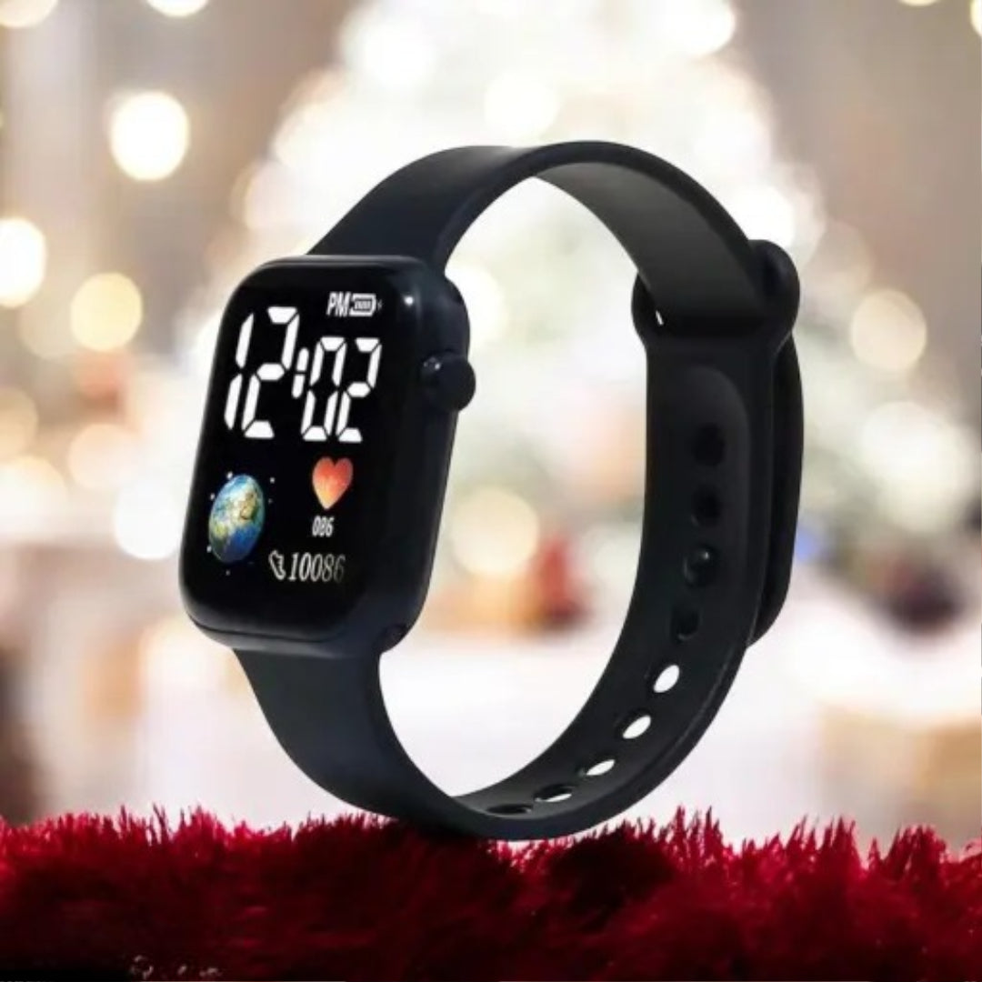 Black Kids Sunglasses Digital Watch for Boys Combo Set of 2 For 3-8 Years Age