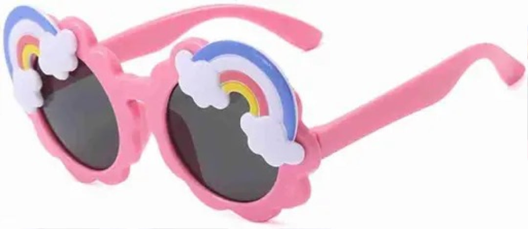 Kids Rainbow Design Unisex Sunglasses – Stylish Pink Shades for Partywear & Casual Fun | Comfortable, Durable & UV-Protective