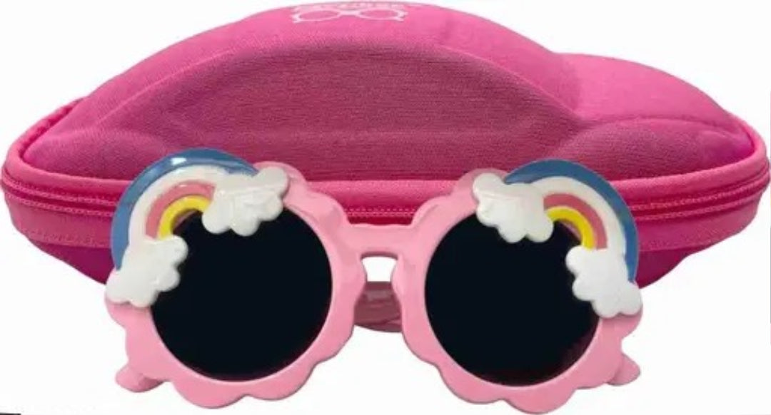 Kids Rainbow Design Unisex Sunglasses – Stylish Pink Shades for Partywear & Casual Fun | Comfortable, Durable & UV-Protective