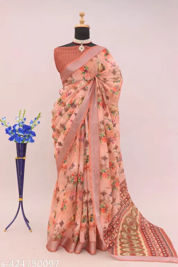 COTTON LILAN DIGITAL RPINT SAREE