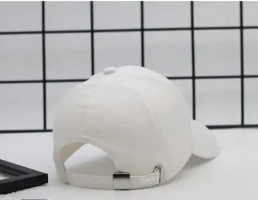 Trendy Men White Cotton Blend Baseball Cap (Pack-1)