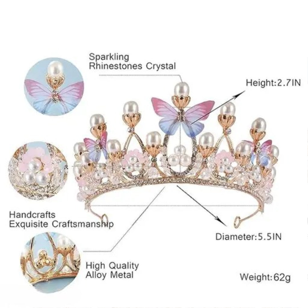 ZALPHARM Girls Crystal Tiara Crown Women Flower Butterfly Princess Headband Gift for Wedding Prom Birthday Party Pageant Christmas Hair Accessories Costume Party Gift Present for 8-16 Years Teens Jewelery..