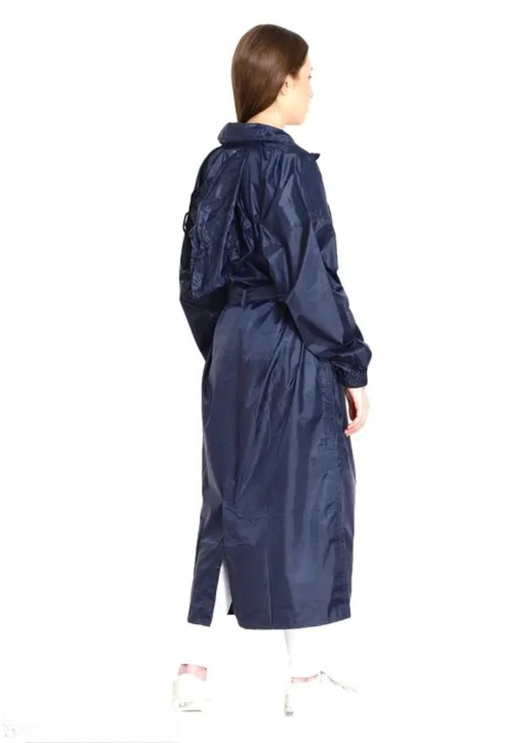 Zacharias Women's Solid Double Layer Waterproof Long Raincoat ch-03 (Blue) (Pack of 1)
