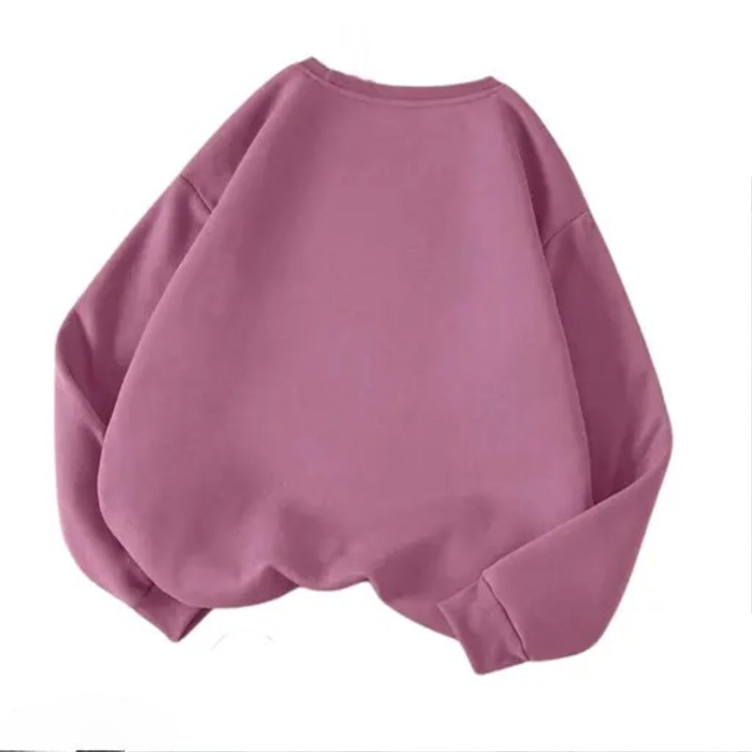 Heart lined Printed Turkish Rose Sweatshirt for women, cropped sweatshirt women winter wear