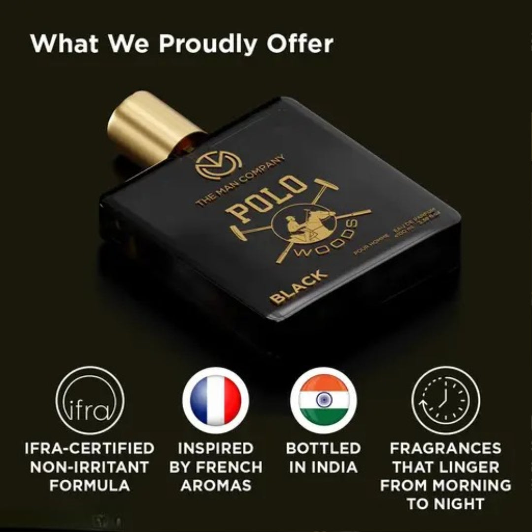 The Man Company Black Perfume - POLO Series | Premium Long-Lasting Deo Perfume Body Spray | EDP for Him