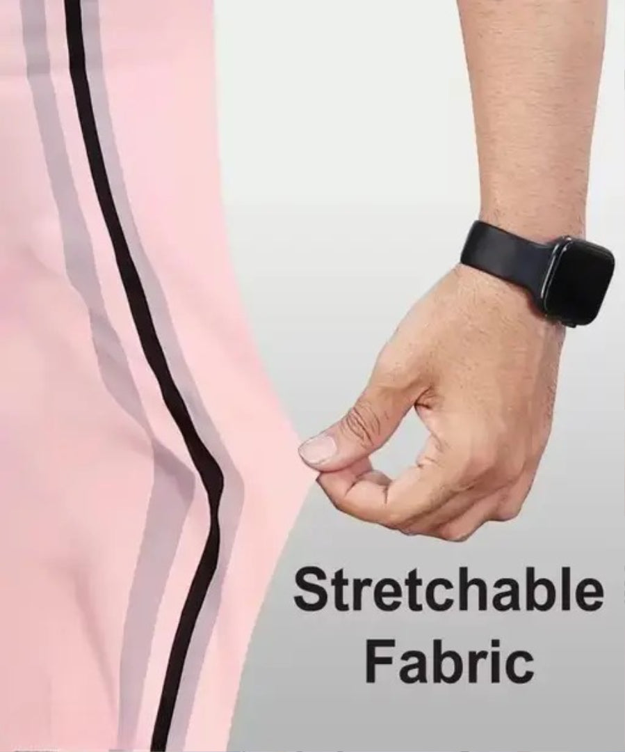 STI Men's Vertical Stripes Regular Spread Collar Pink Shirts