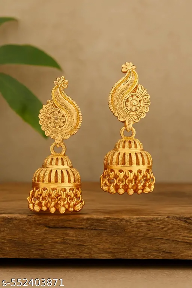 Traditional Gold-Plated Jhumka Earrings