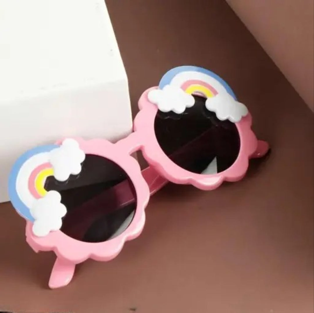 Kids Rainbow Design Unisex Sunglasses – Stylish Pink Shades for Partywear & Casual Fun | Comfortable, Durable & UV-Protective