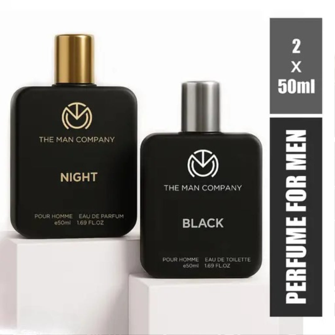 The Man Company BLACK and NIGHT Perfume - 50ml X 2 | Long-Lasting Deo Perfume Body Spray