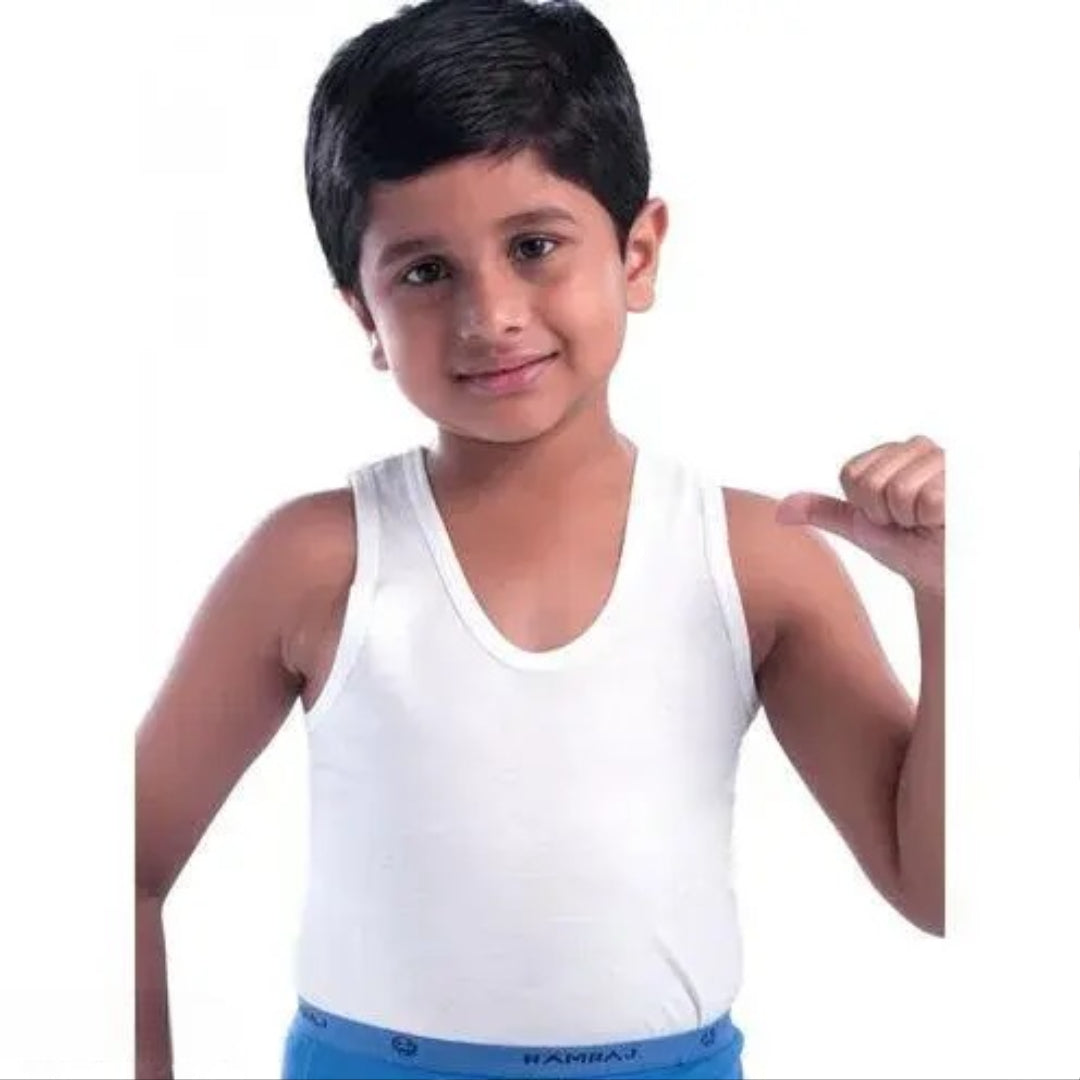 Trending Renox Boys White Cotton Vest/ Baby Vest/ White vest/ Vest for kids (Pack of 5)