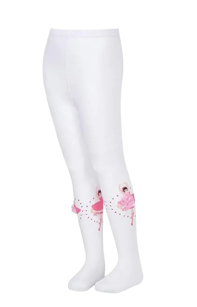 SYGA Girls Tights Ballet Dance Socks Cotton Pantyhose Leggings Solid Knitted Stockings For 4-6 Years (Size M/110 -120 CM, White)