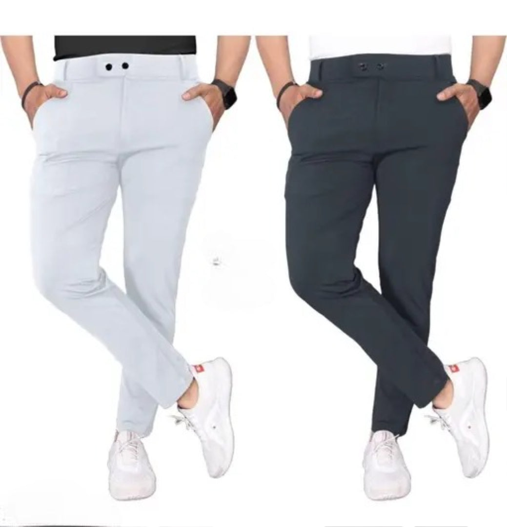 Pack of 2 Men Slim Fit LIGHTGREY,DARKGREY ycra Blend Mens Trousers