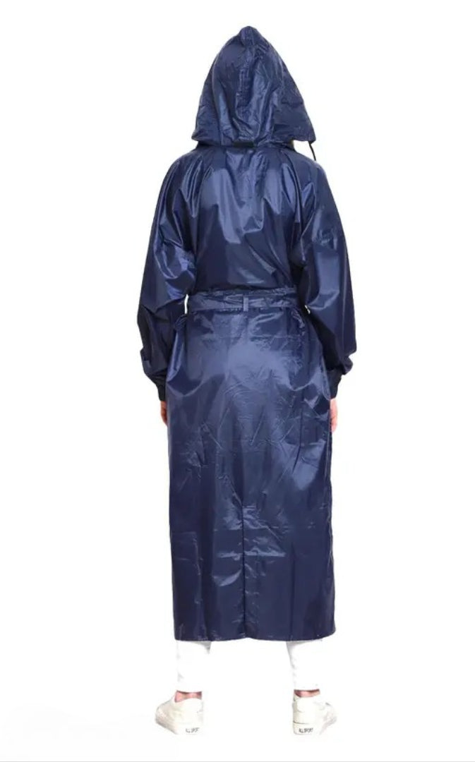 Zacharias Women's Solid Double Layer Waterproof Long Raincoat ch-03 (Blue) (Pack of 1)