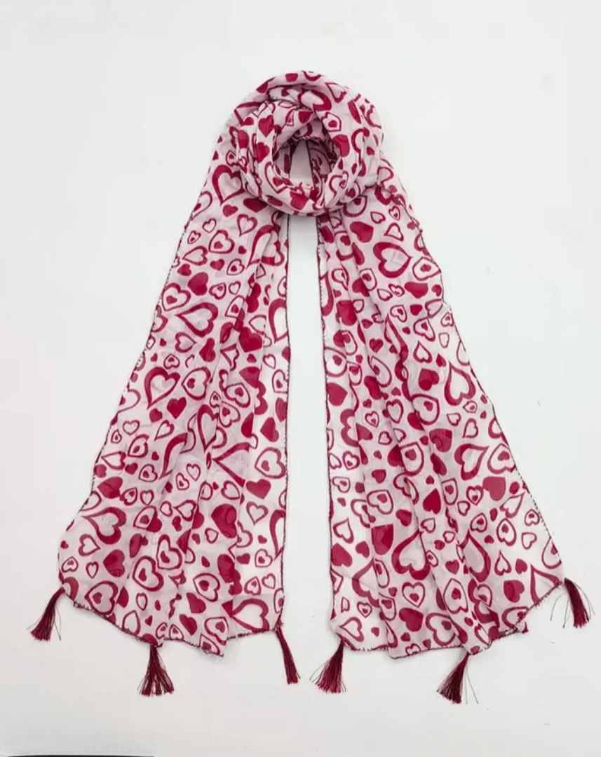 Women's Printed Georgette Multicolored Scarf and Stoles with Tassels - Set of 3