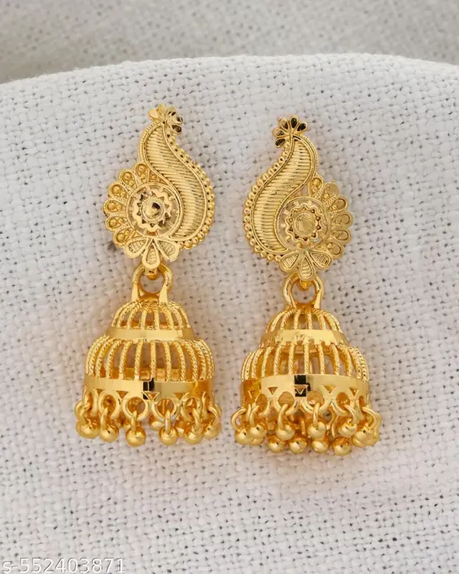 Traditional Gold-Plated Jhumka Earrings