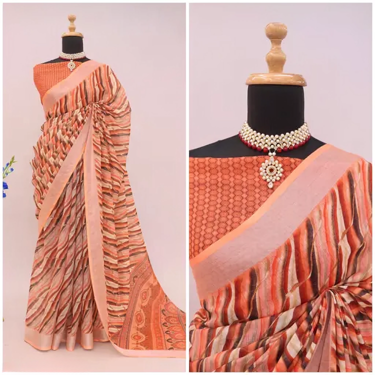 COTTON LILAN DIGITAL RPINT SAREE