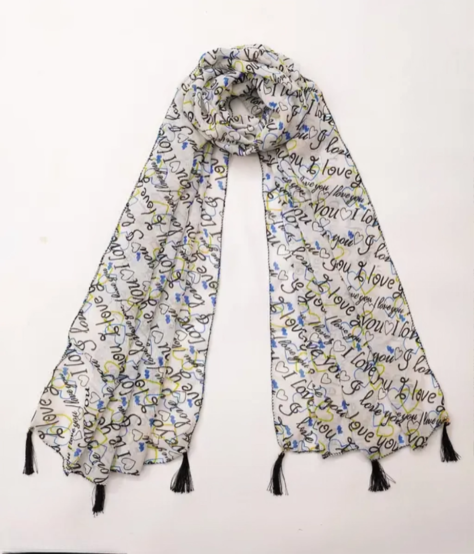 Women's Printed Georgette Multicolored Scarf and Stoles with Tassels - Set of 3