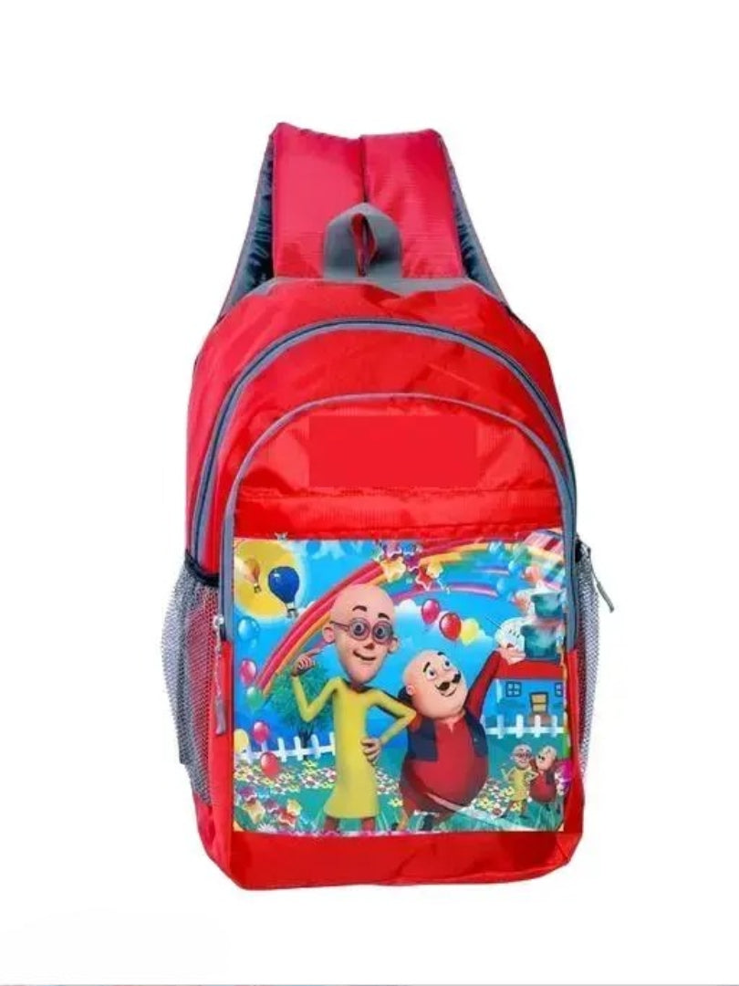 Aklima Motlu Patlu School Bags for Kids Printed 25 Liter Waterproof School Bag for Boys & Girls Multicolor Pre-School Backpack for LKG, UKG & 1st Std Children Cartoon Character Kids School Bag (25L)