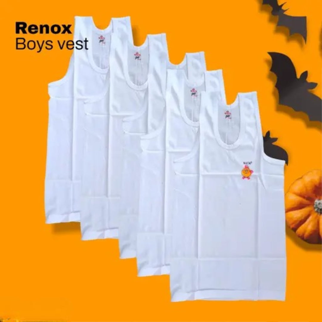 Trending Renox Boys White Cotton Vest/ Baby Vest/ White vest/ Vest for kids (Pack of 5)