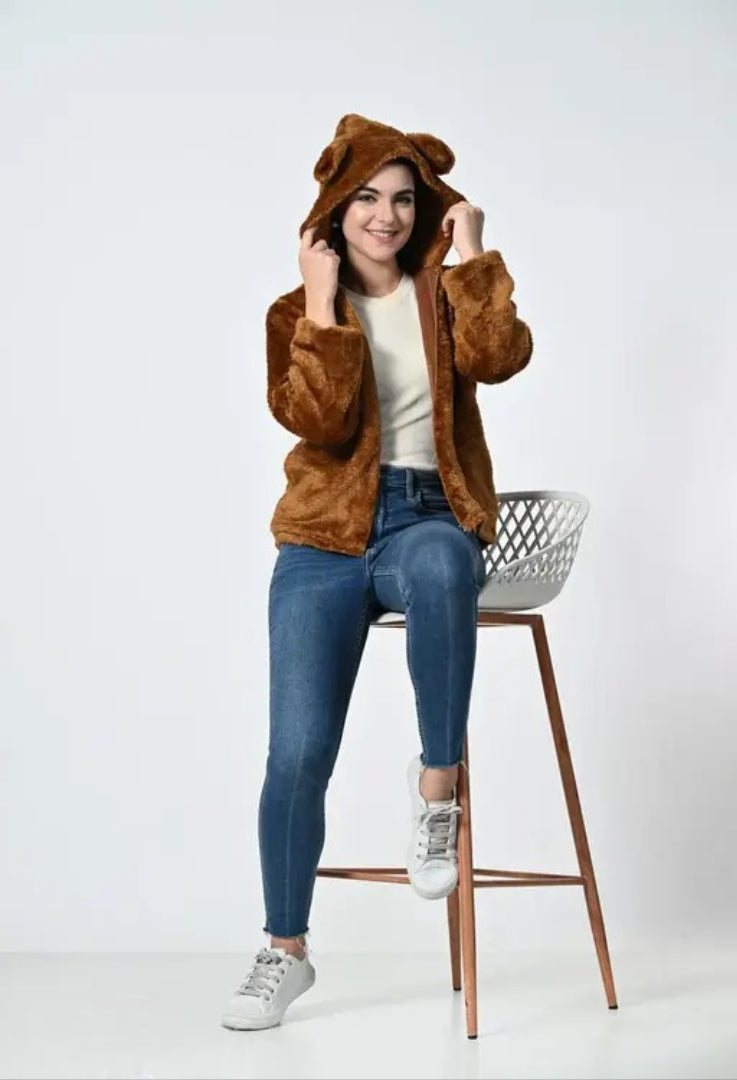 SALE PRICE LIVE!! Short Thick Fur Coat Women Fur Jacket Loose Zip Hooded Faux Rabbit Fur Coats