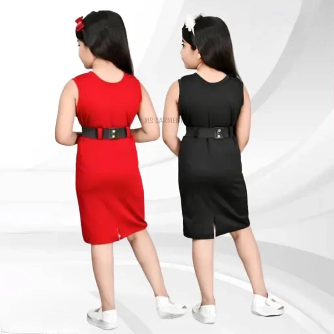 Trendy Classic Party Wear Sleeveless Dress For Girls Pack of 2