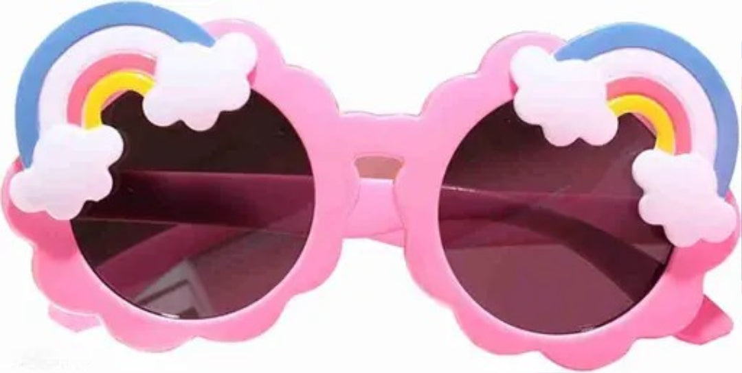 Kids Rainbow Design Unisex Sunglasses – Stylish Pink Shades for Partywear & Casual Fun | Comfortable, Durable & UV-Protective
