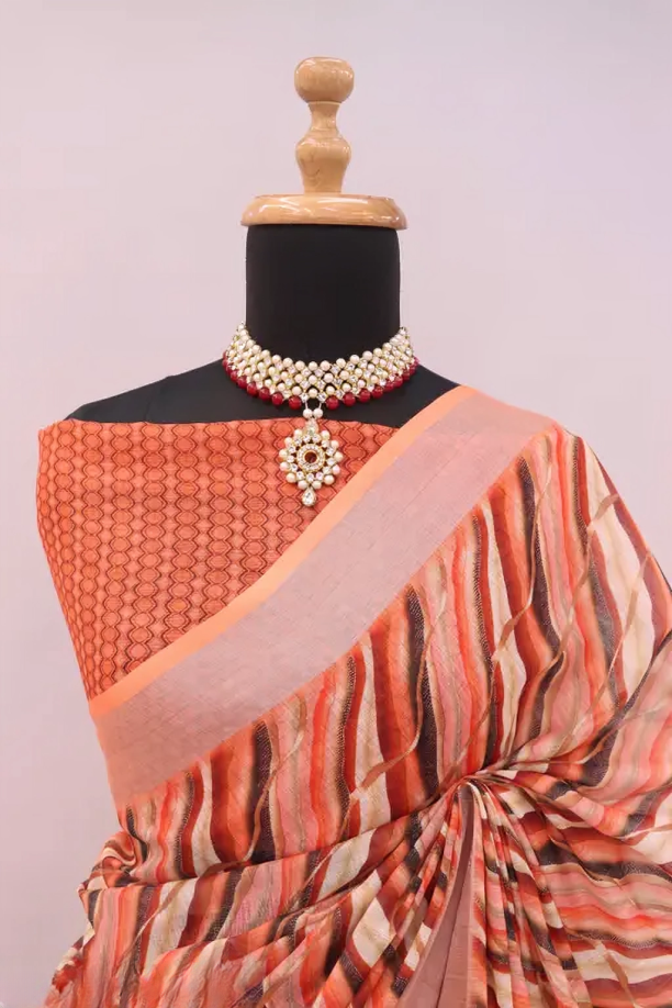 COTTON LILAN DIGITAL RPINT SAREE