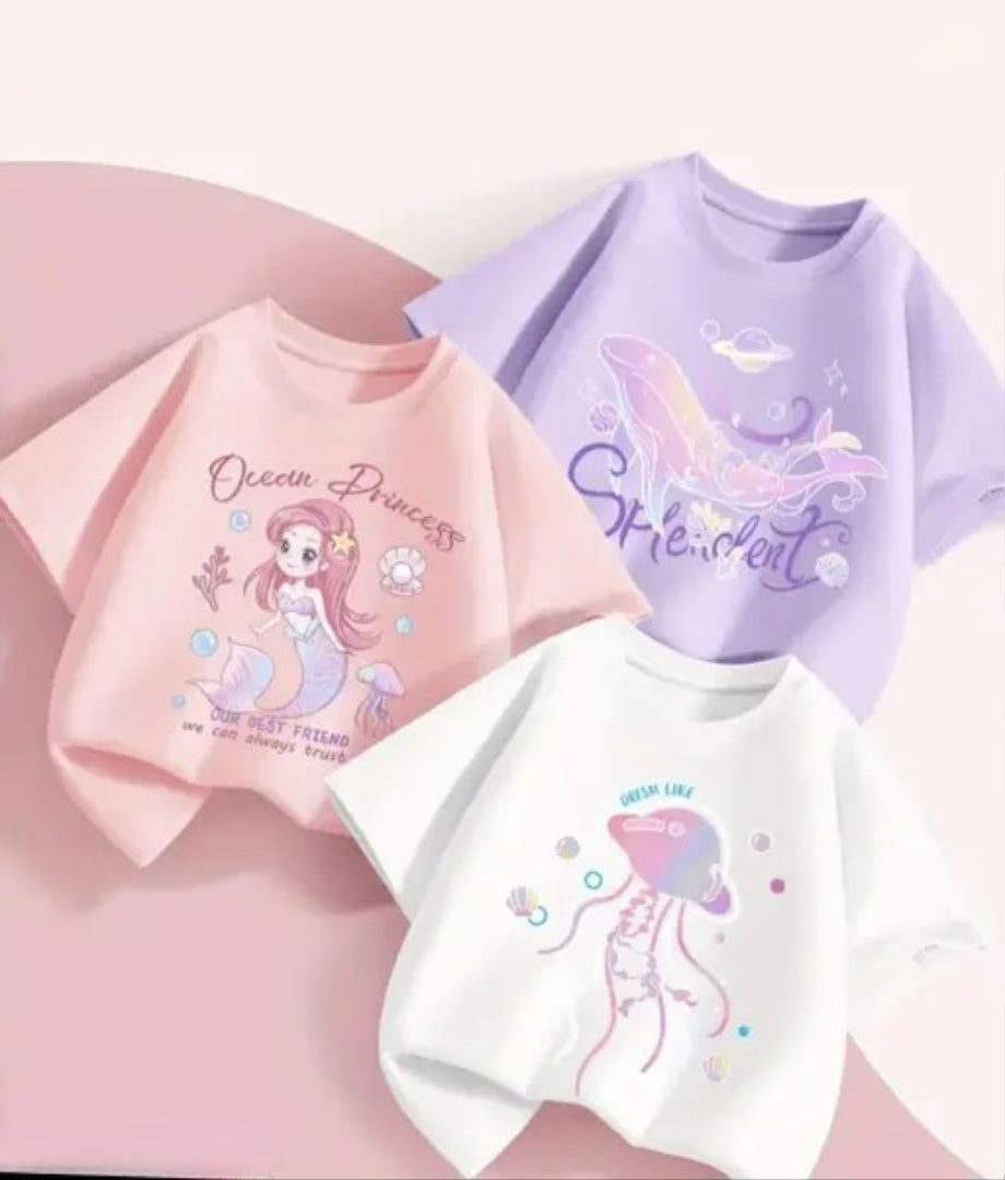 Damn Gud Girls Multicolor Cotton T-shirts Pack Of 3 | Kids Combo T-Shirt